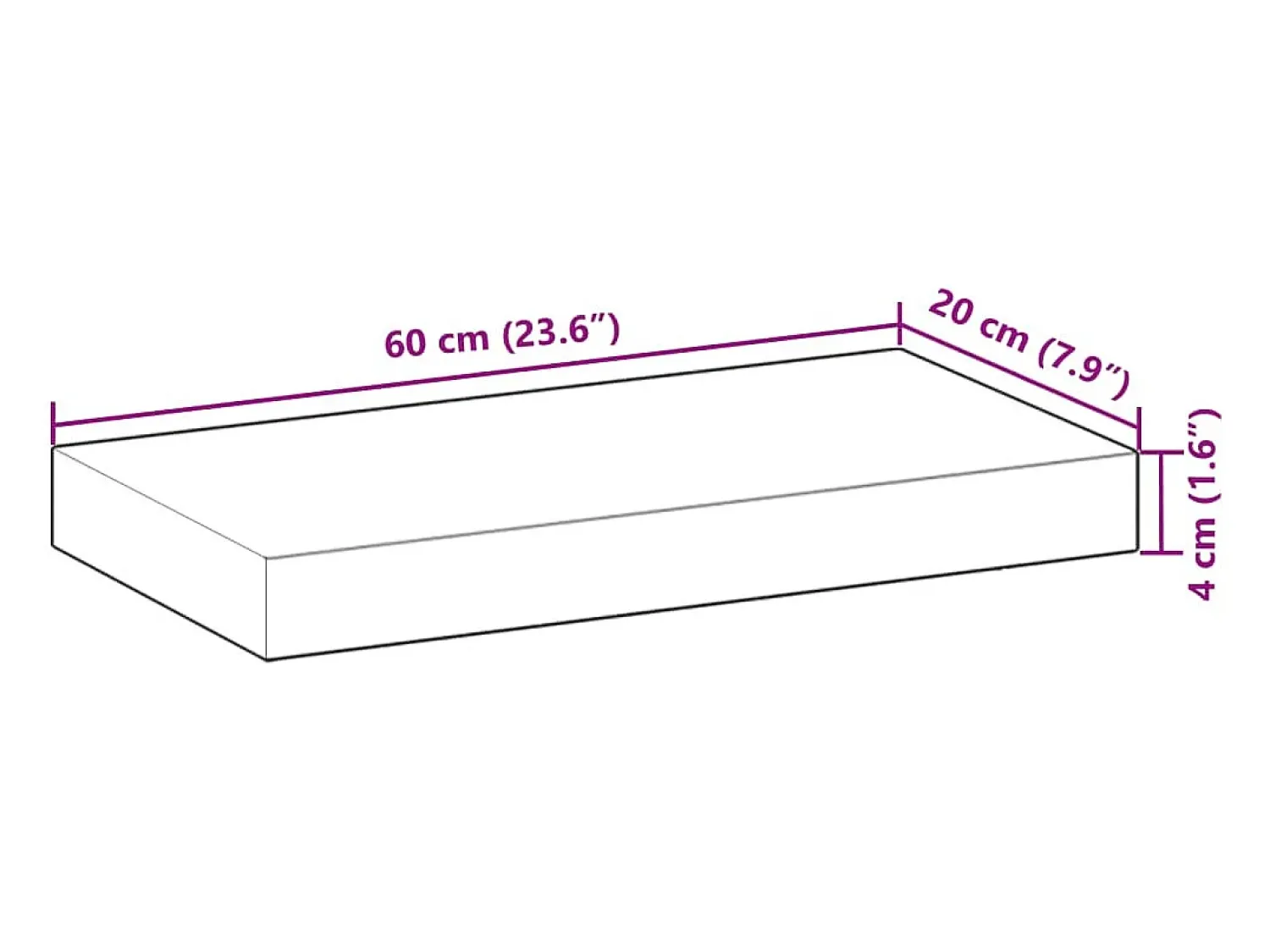 Prateleira|vidaxl Prateleira flutuante 60x20x4 cm acácia maciça acabamento a óleo Castanho