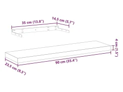 Prateleira|vidaxl Prateleira flutuante 90x23,5x4 cm derivados de madeira Castanho