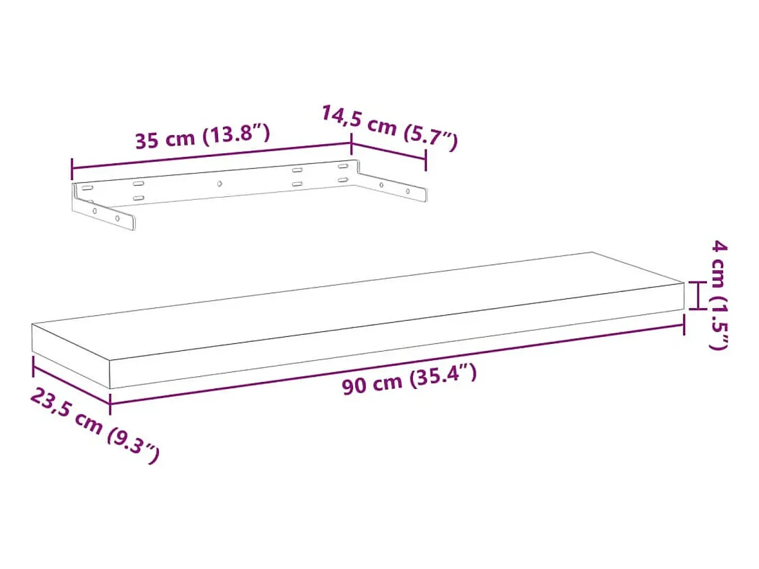 Prateleira|vidaxl Prateleira flutuante 90x23,5x4 cm derivados de madeira Castanho