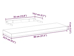 vidaxl Prateleira flutuante 80x23,5x4 cm derivados de madeira^ Prateleira