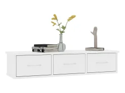 Prateleira| Prateleira gavetas p/ parede 88x26x18,5cm deriv. madeira PT205037 Branco