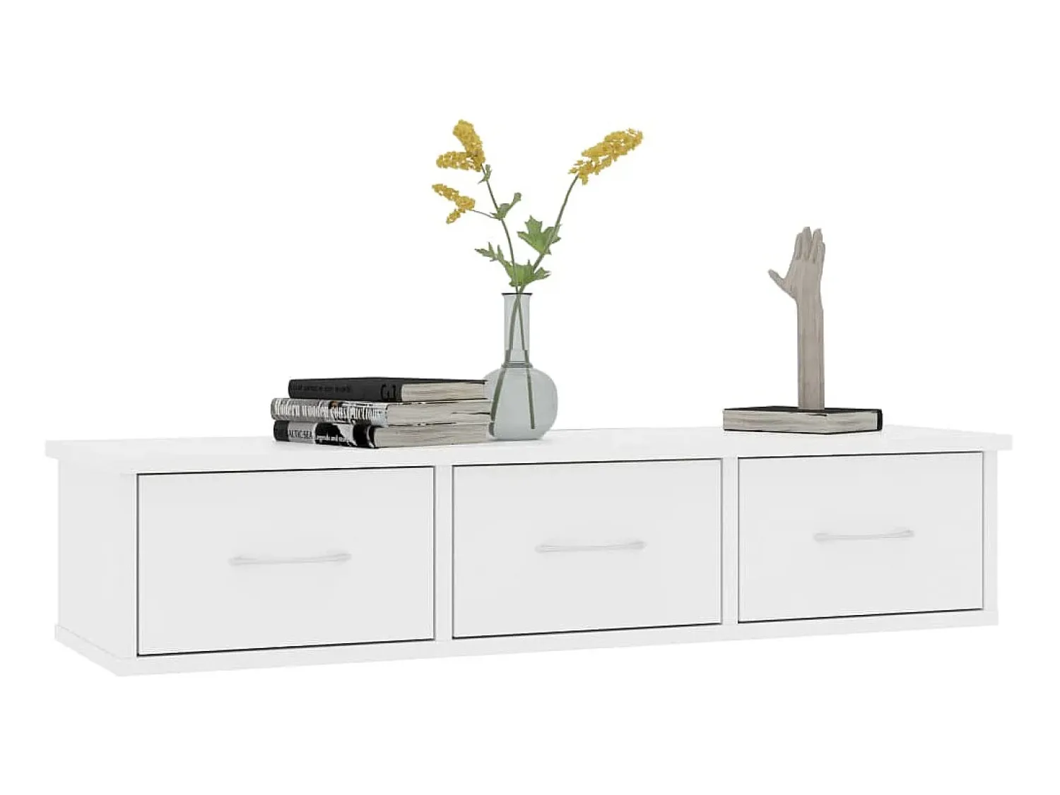 Prateleira| Prateleira gavetas p/ parede 88x26x18,5cm deriv. madeira PT205037 Branco
