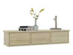 Discount Prateleira gavetas p/ parede derivados madeira carvalho sonoma PT757570 Castanho