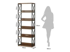 Hot Tribesigns Prateleira Industrial de 5 Andares, Estante de Livros Etagere com 177,5 cm de Altura e Prateleiras Abertas Castanho