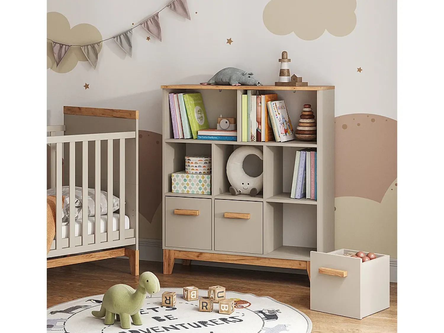 Prateleira|Vicco Prateleira infantil caxemira/artesanal 98.4x32.6x113.4 malia Bege