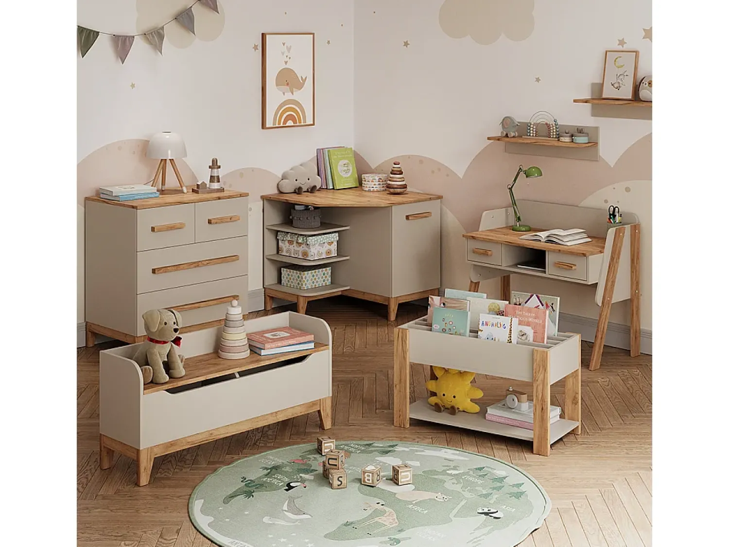 Hot Vicco Prateleira infantil caxemira/artesanal 80x37x46 malia Bege