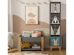 Vicco Prateleira infantil cinza/artesanal 80x37x46 malia^ Prateleira