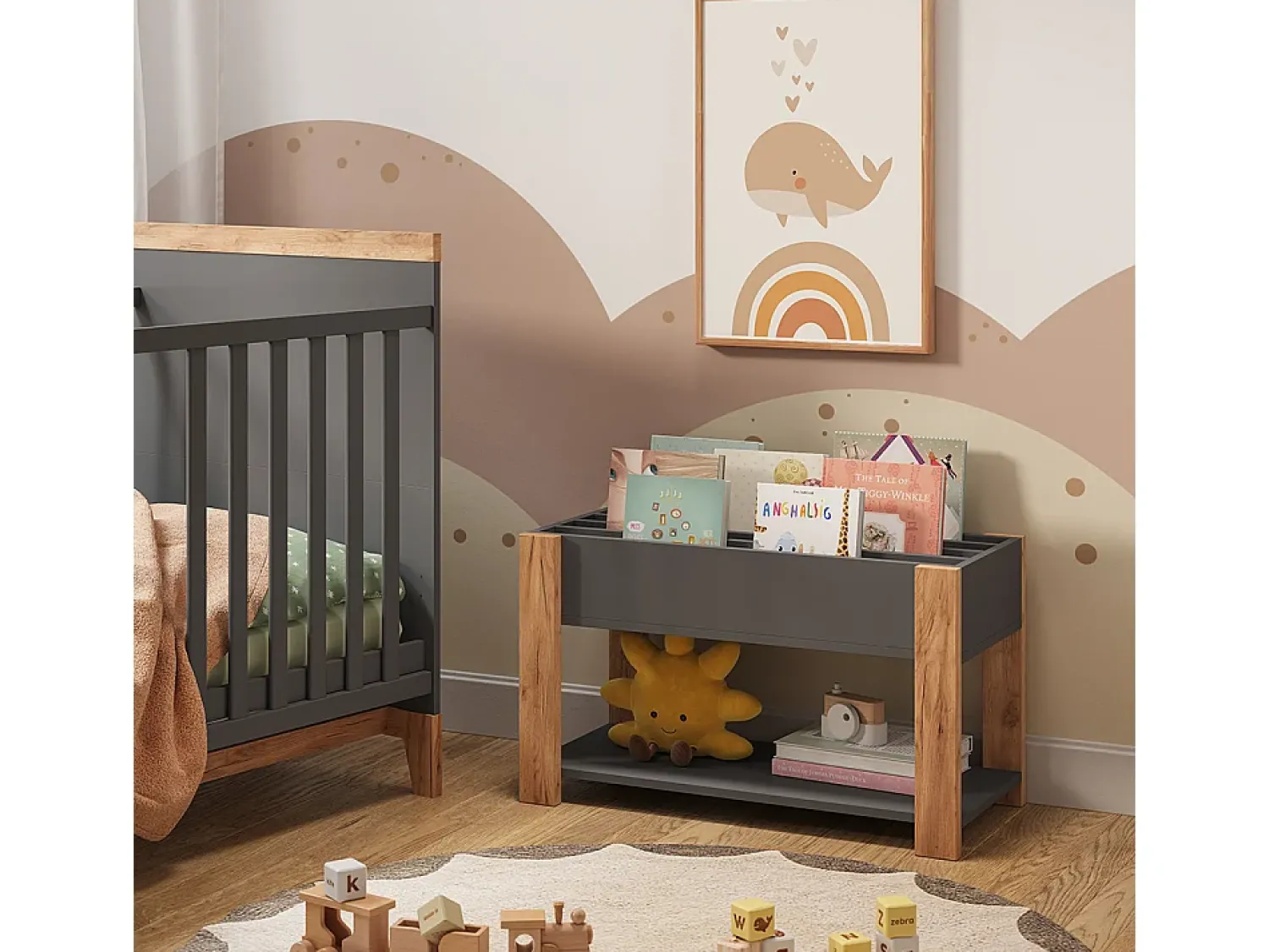 Vicco Prateleira infantil cinza/artesanal 80x37x46 malia^ Prateleira