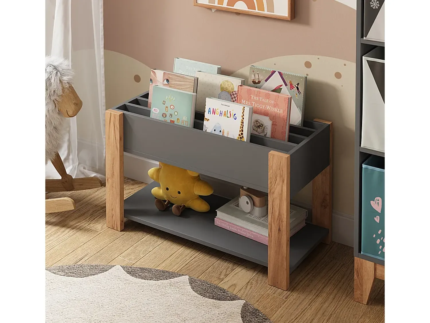 Vicco Prateleira infantil cinza/artesanal 80x37x46 malia^ Prateleira