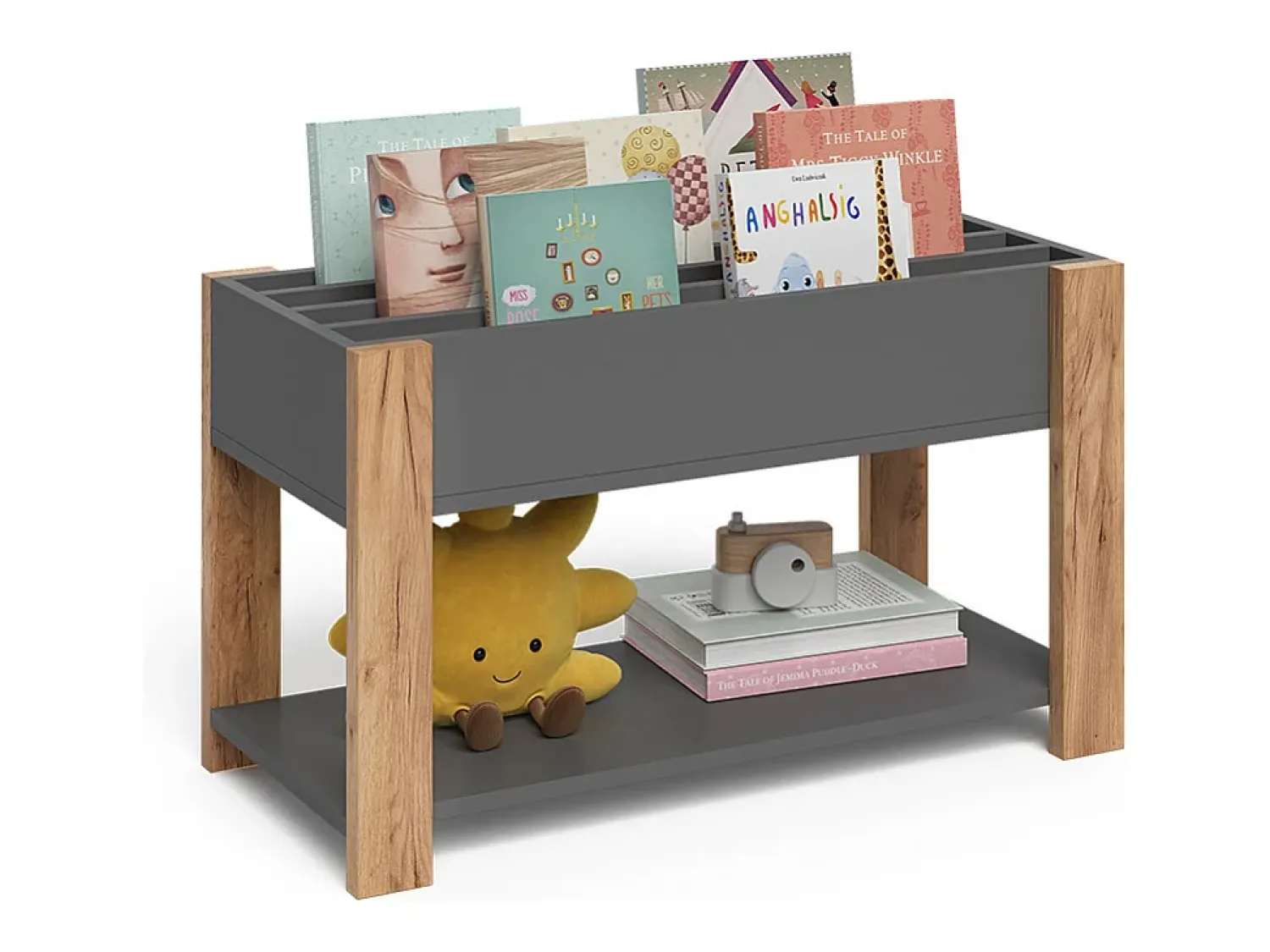 Vicco Prateleira infantil cinza/artesanal 80x37x46 malia^ Prateleira