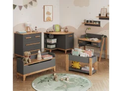 Vicco Prateleira infantil cinza/artesanal 98.4x32.6x113.4 malia^ Prateleira
