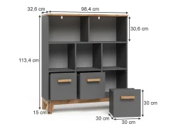Vicco Prateleira infantil cinza/artesanal 98.4x32.6x113.4 malia^ Prateleira