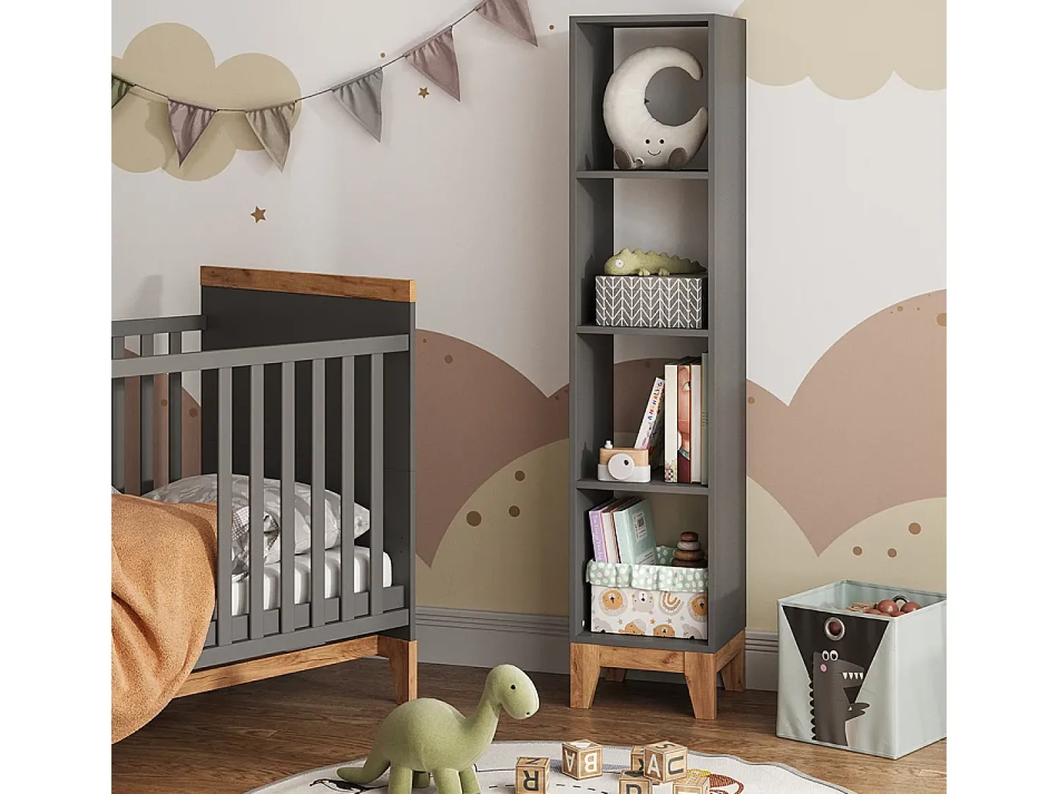 Prateleira*Vicco Prateleira infantil cinza/artesanal 35.2x30x159.5 malia Cinzento