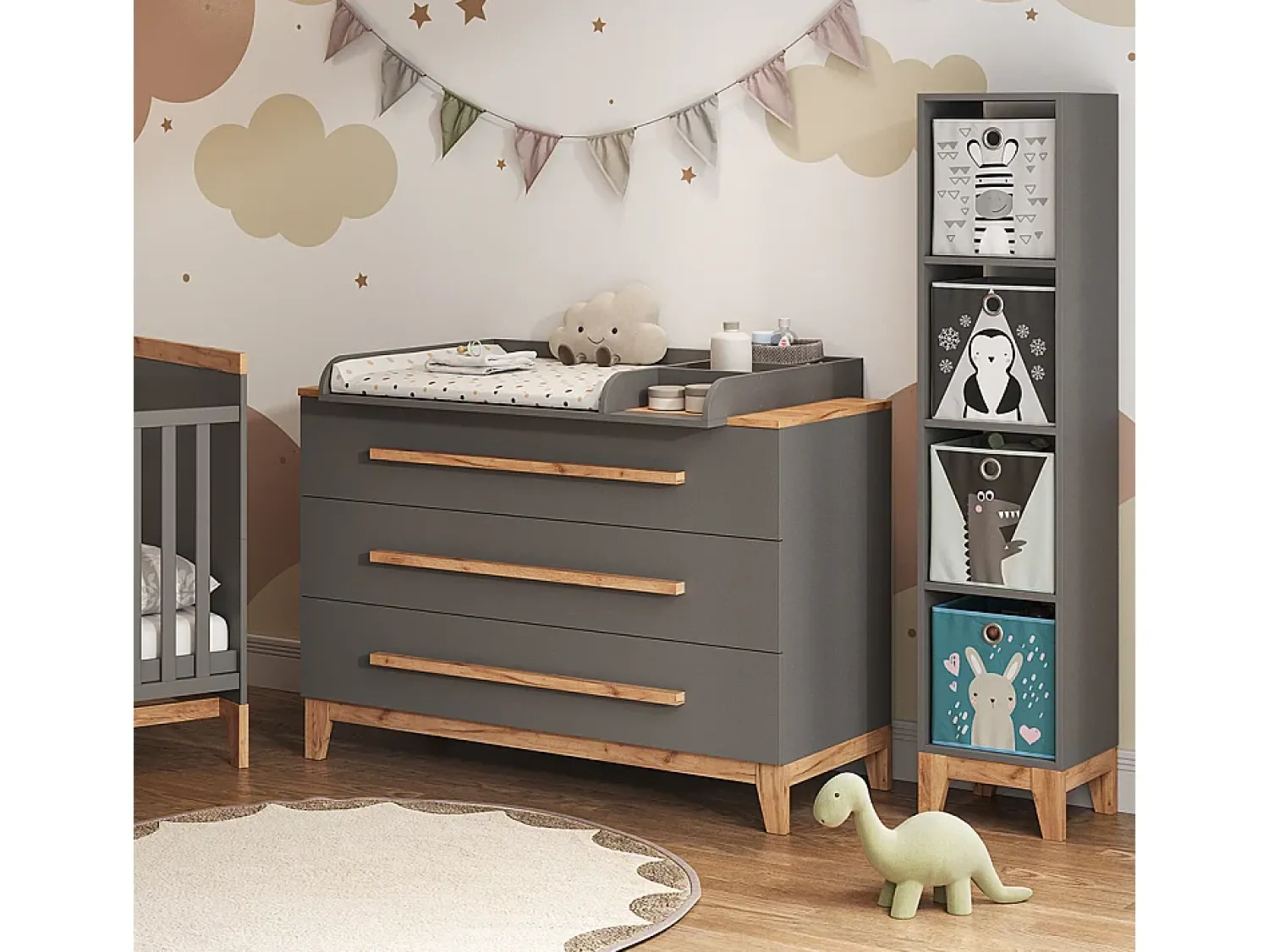 Prateleira*Vicco Prateleira infantil cinza/artesanal 35.2x30x159.5 malia Cinzento