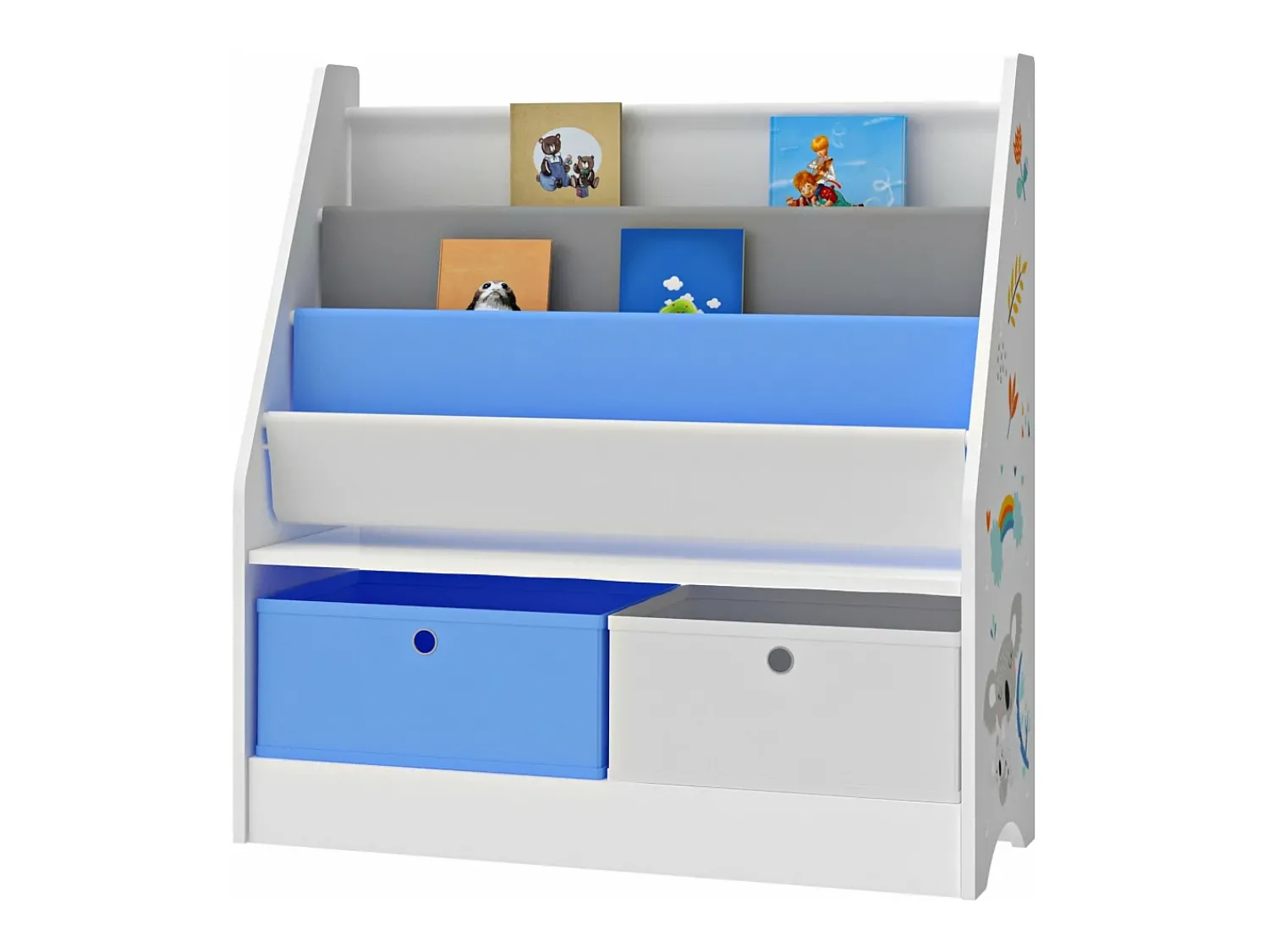 New Helloshop26 Prateleira infantil com 3 compartimentos e 2 caixas 74 x 71 x 23 cm estampada 03_0006962 Multicor