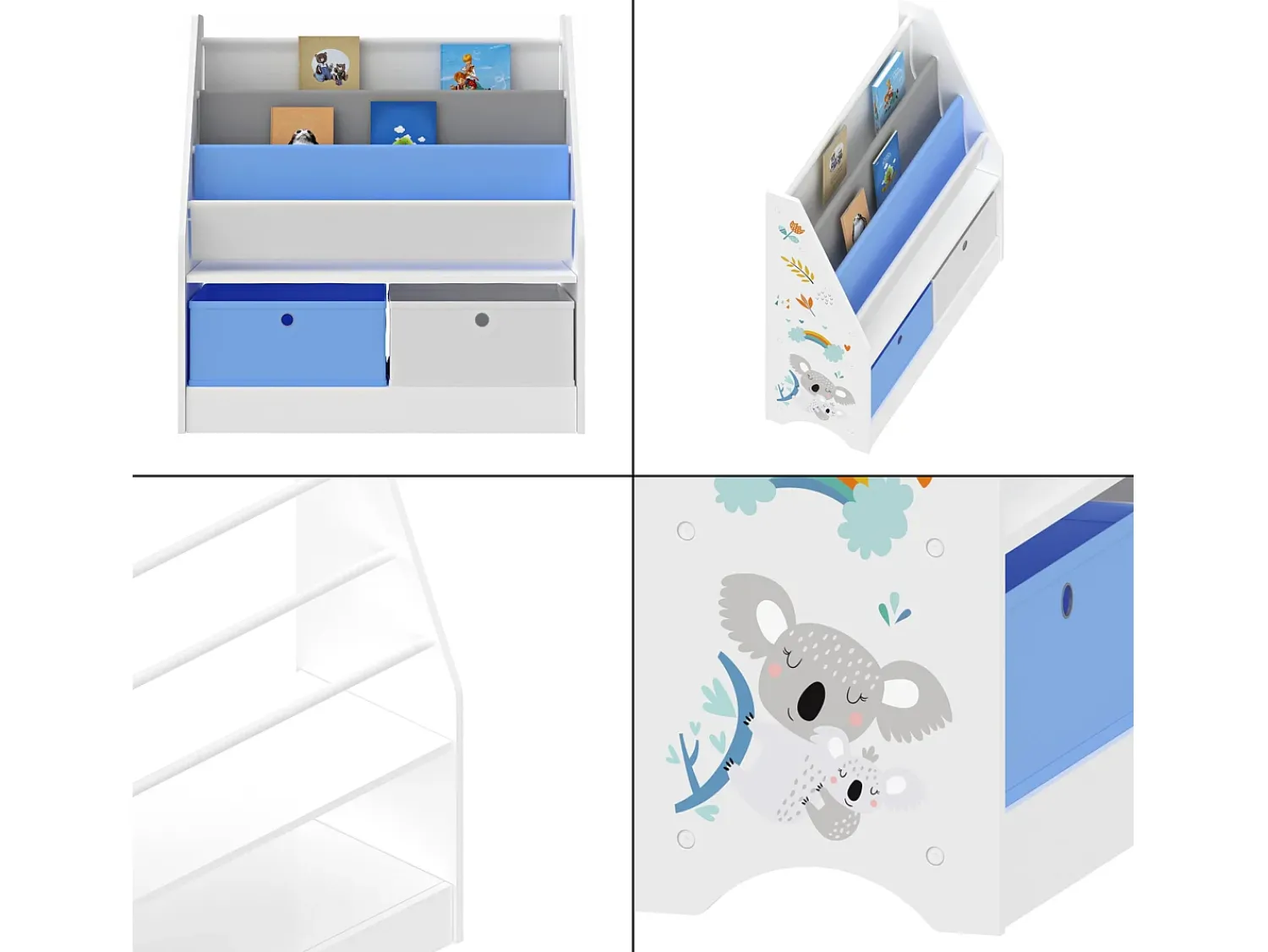 New Helloshop26 Prateleira infantil com 3 compartimentos e 2 caixas 74 x 71 x 23 cm estampada 03_0006962 Multicor