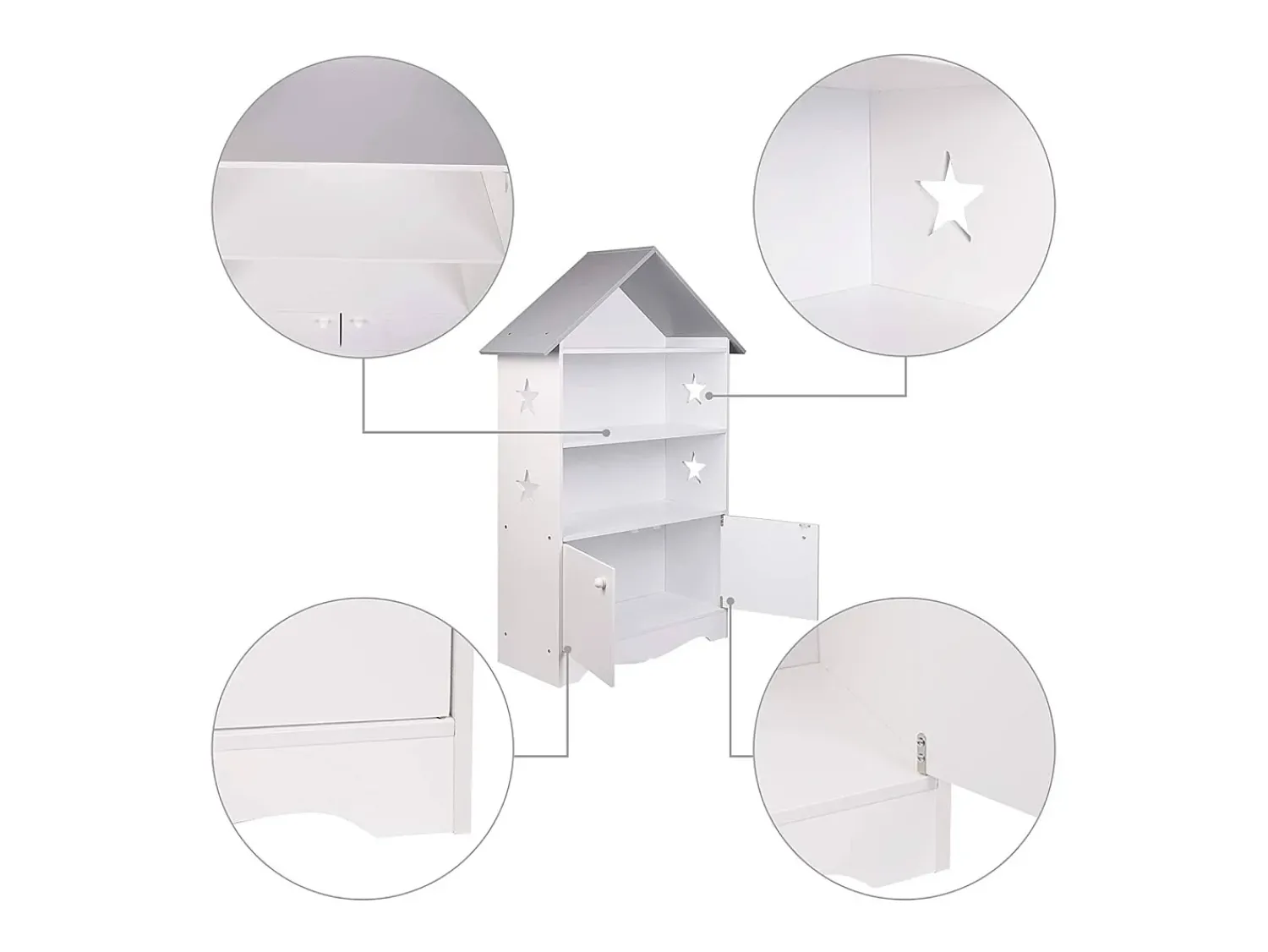 Prateleira|Helloshop26 Prateleira infantil com porta de madeira com fechadura -acinzentado 19_0000173 Branco