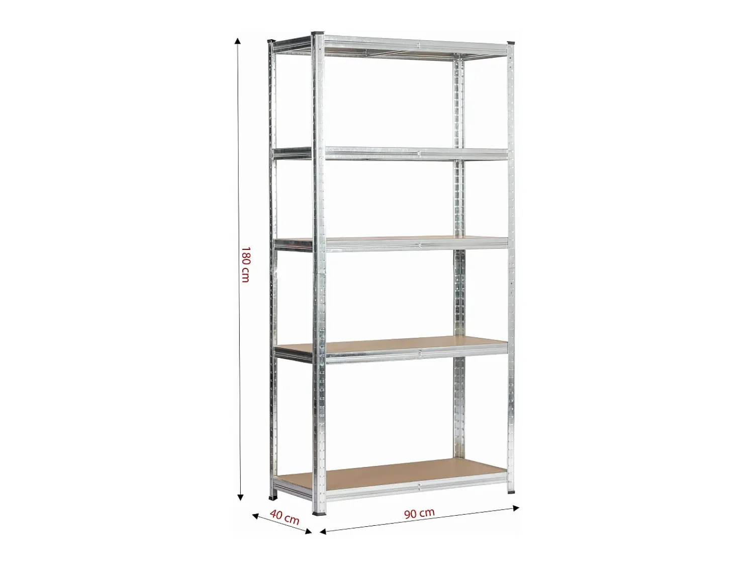 Clearance Akord Prateleira Metálica de Armazenamento 90x40x180 cm em Prata Galvanizada - Estrutura Robusta com 5 Níveis, Montagem Fácil e Carga até 175kg Prateado