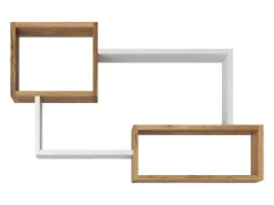 Best Prateleira moderna suspensa com 3 retângulos para sala, quarto e divisão, carvalho wotan e mate Branco