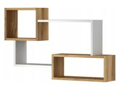 Best Prateleira moderna suspensa com 3 retângulos para sala, quarto e divisão, carvalho wotan e mate Branco