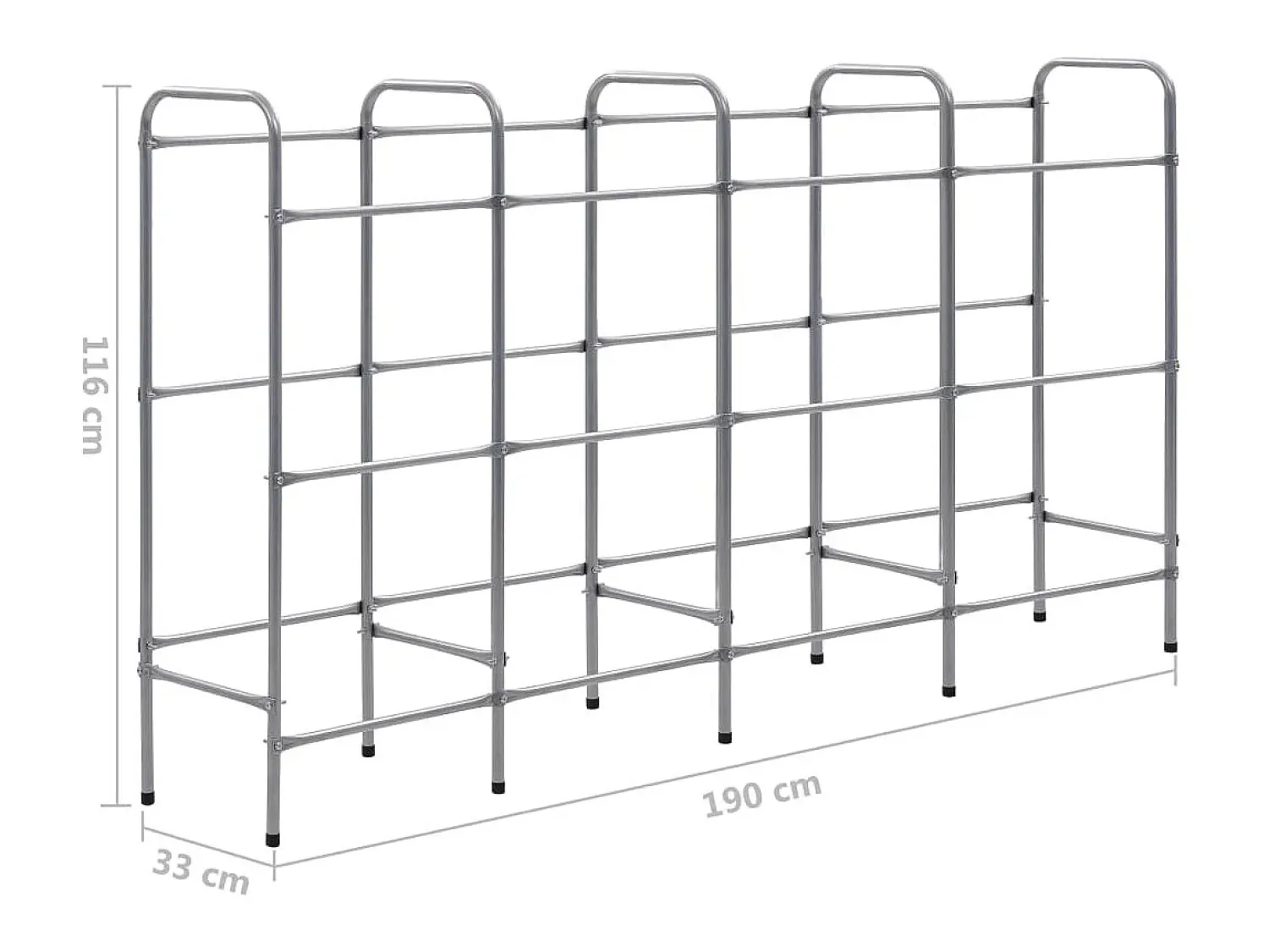 New Prateleira para 12 caixas 190x33x116 cm aço PT833024 Prateado