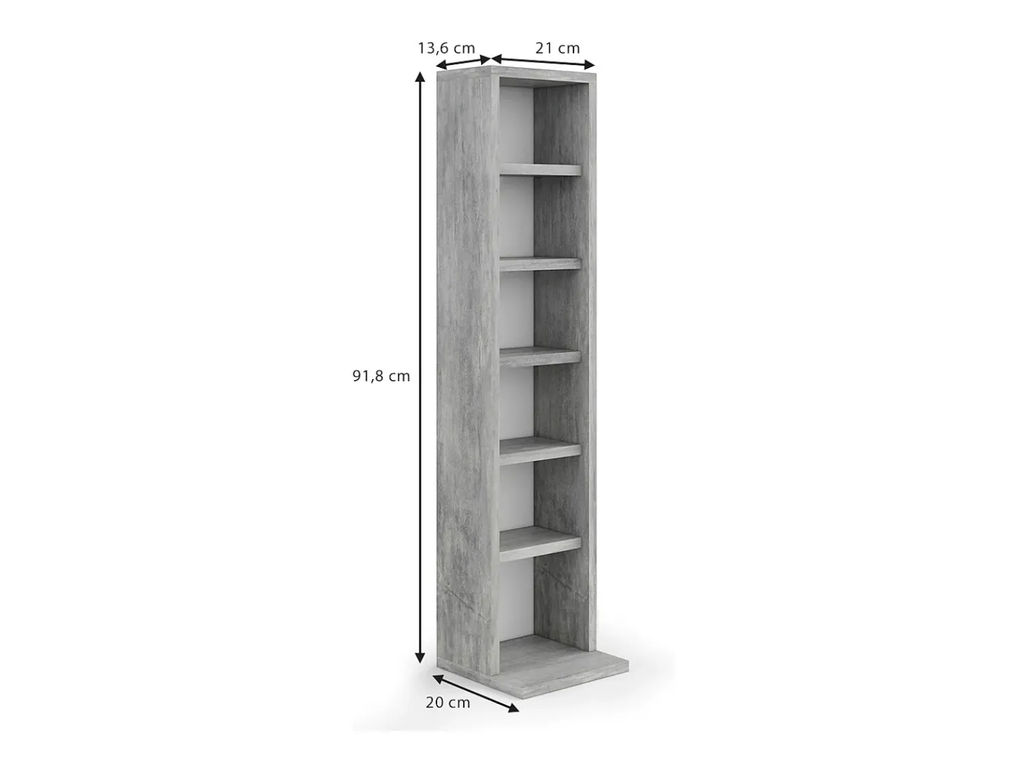 Prateleira|Vicco Prateleira para CD betão 21x20x91.8 Cinzento claro