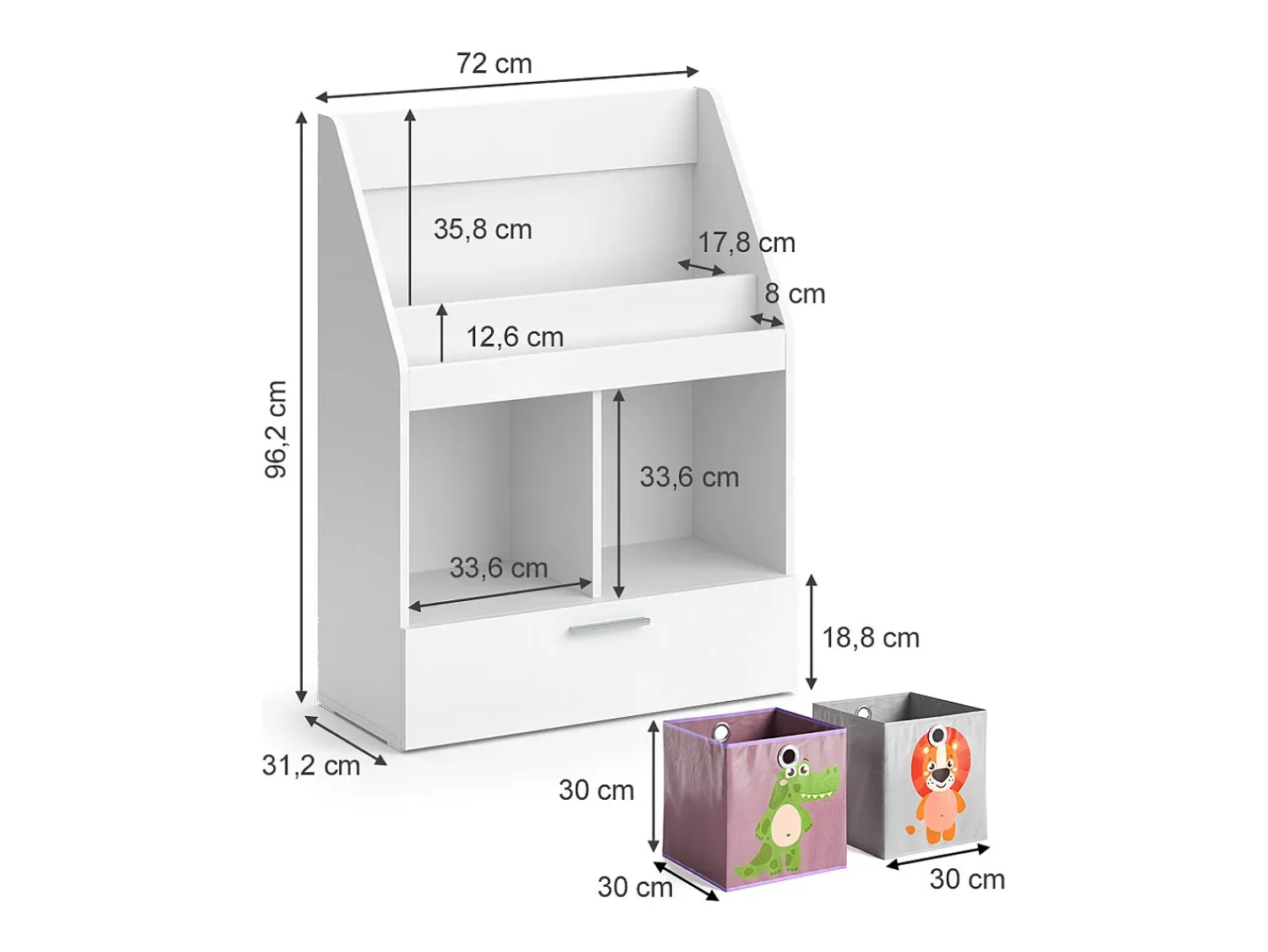 Vicco Prateleira para crianças 72x31.2x96.2 luigi^ Prateleira