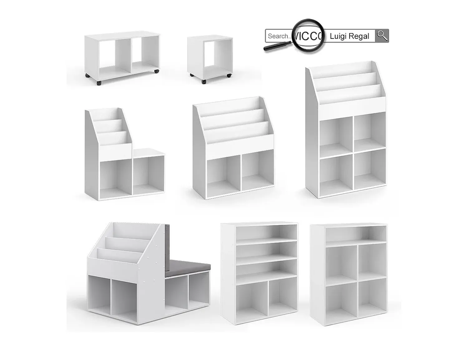 Clearance Vicco Prateleira para crianças 72x30.6x90.2 luigi Branco