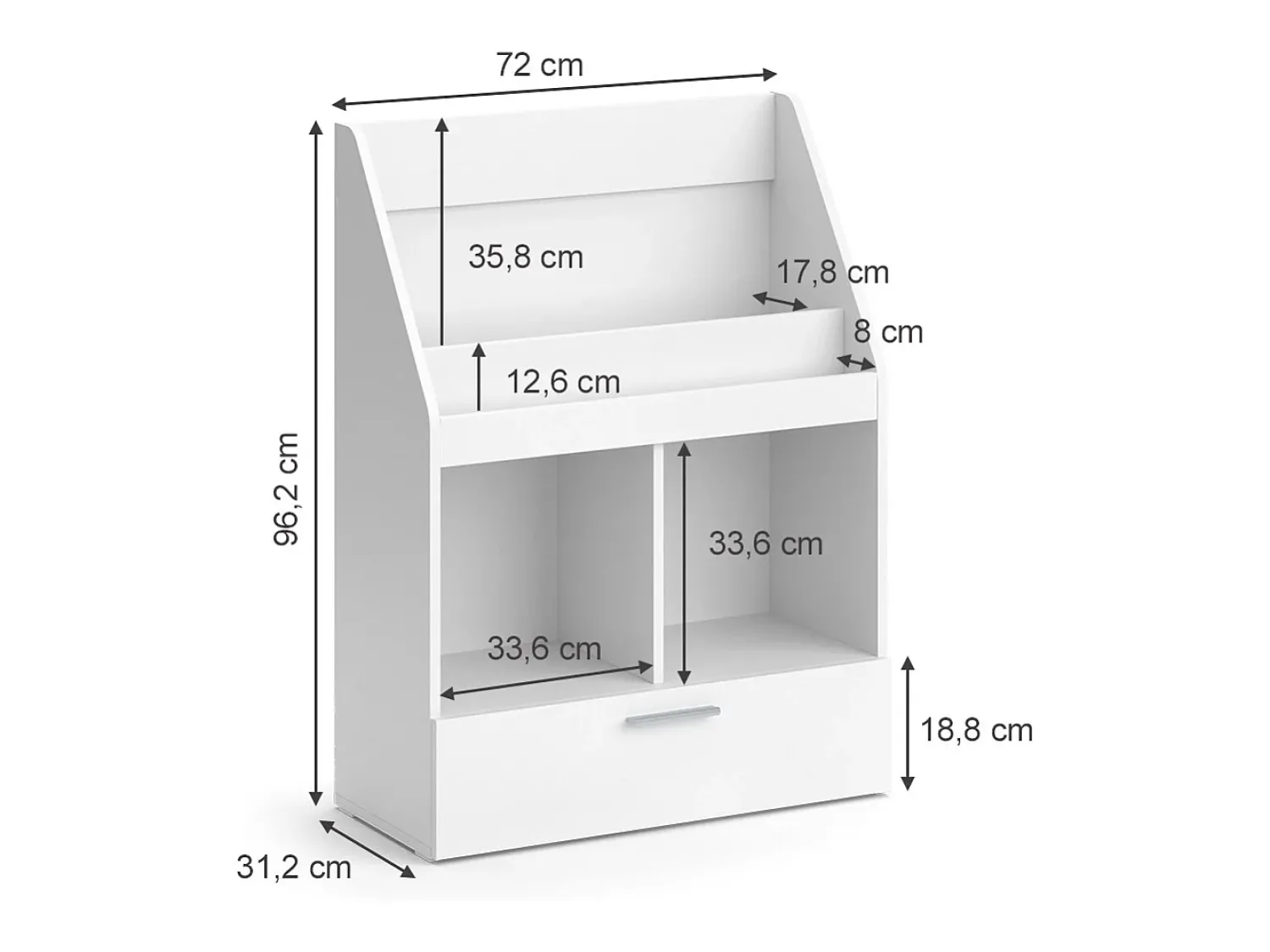 Hot Vicco Prateleira para crianças 72x31.2x96.2 luigi Branco