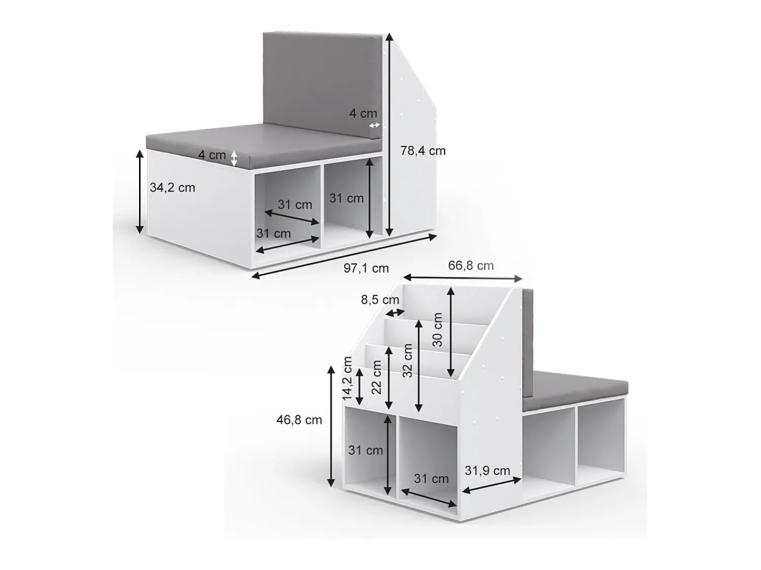 Prateleira|Vicco Prateleira para crianças 97.1x66.8x78.4 onix Branco