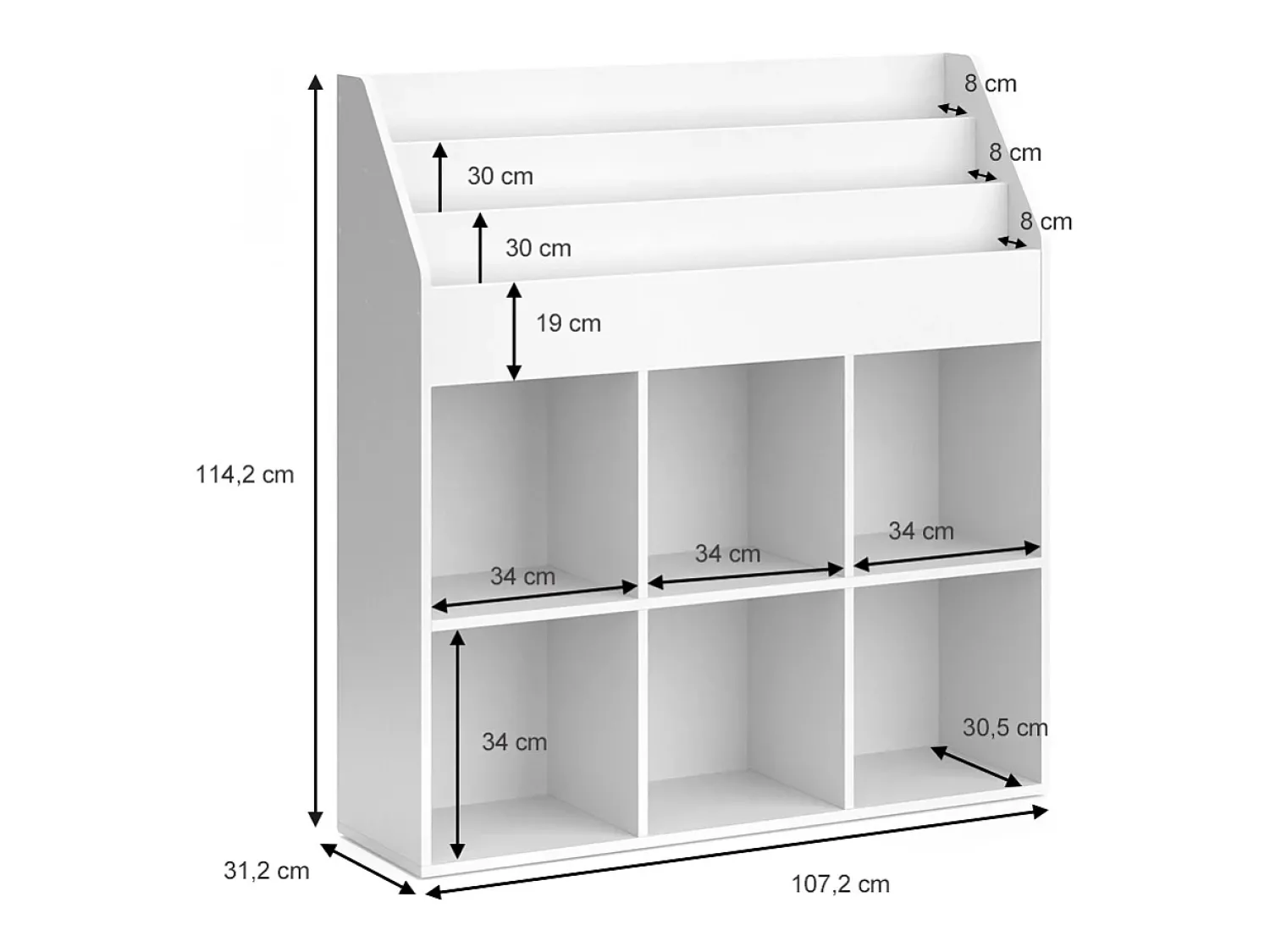 Vicco Prateleira para crianças 107.2x31.2x114.2 luigi Branco