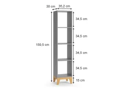 Vicco Prateleira para crianças cinza 35.2x30x159.5 malia^ Prateleira