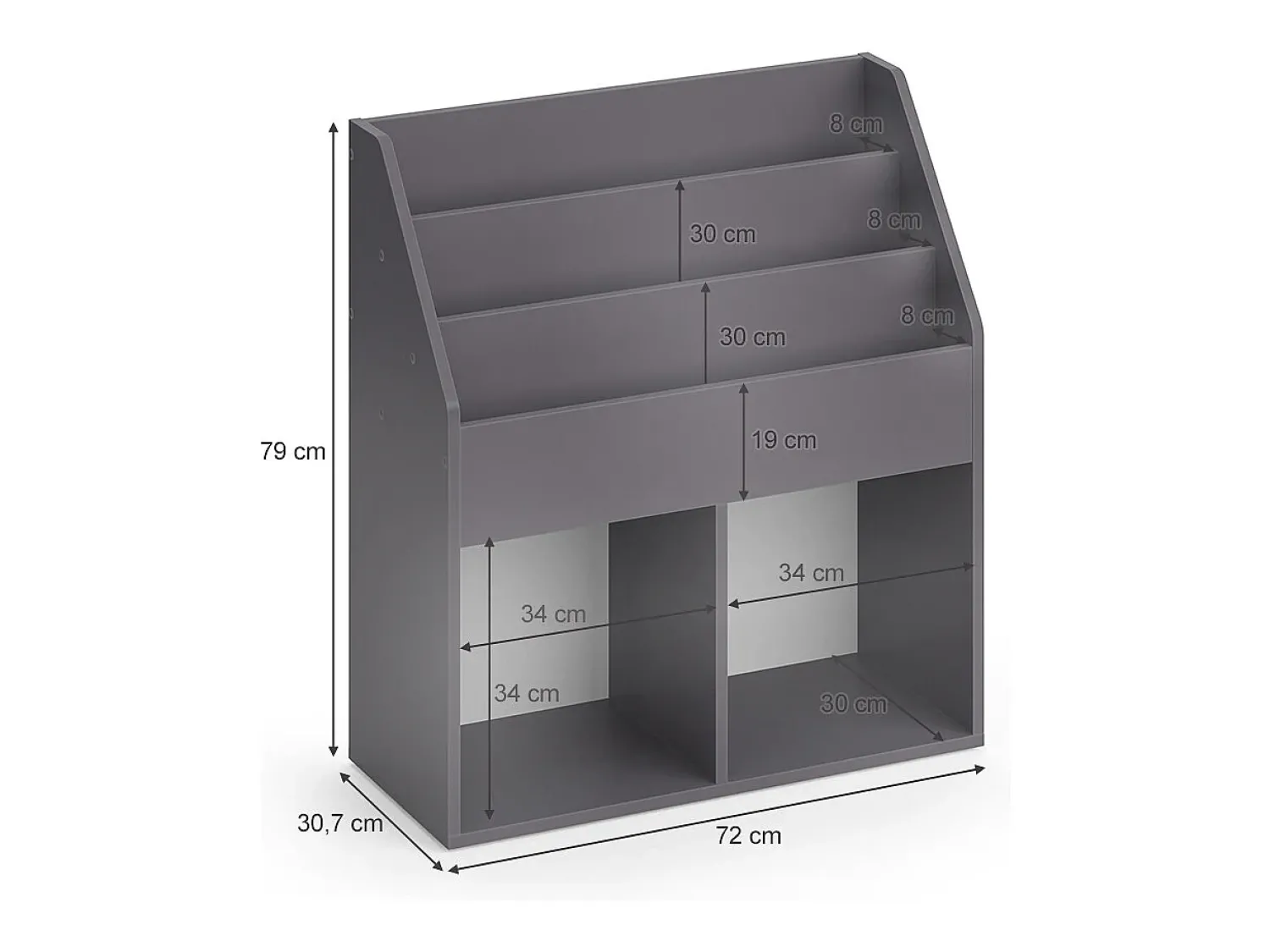 Prateleira|Vicco Prateleira para crianças cinza 72x30.7x79 luigi Cinzento