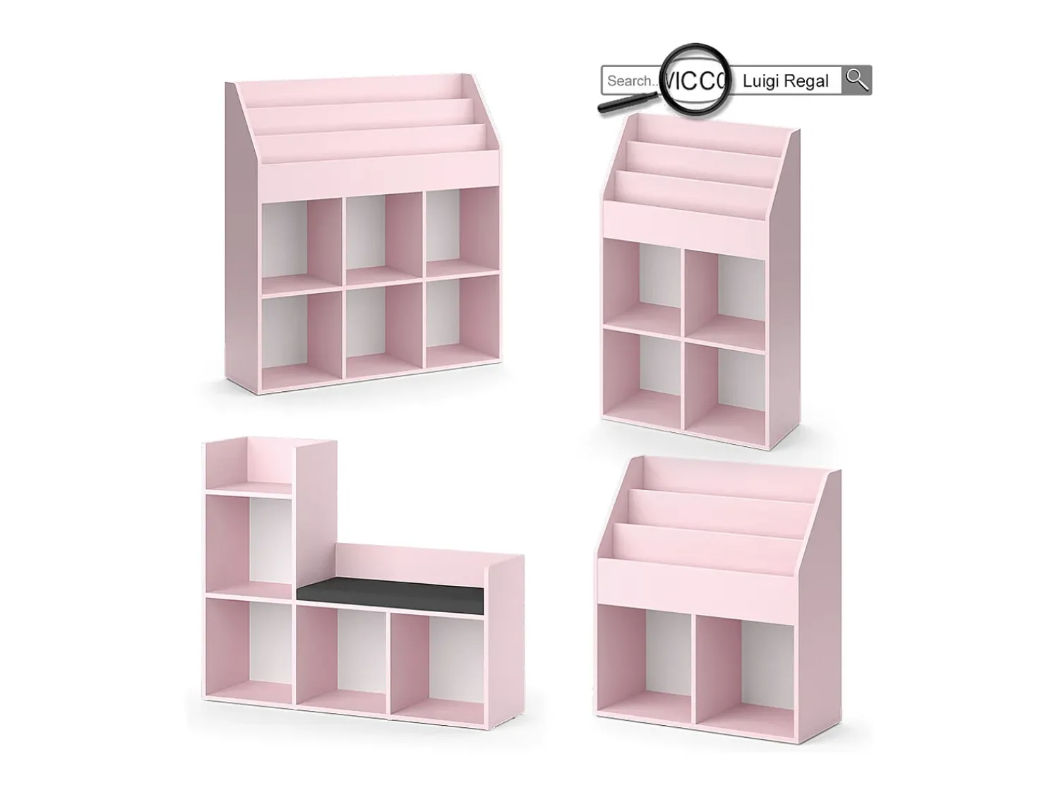 Discount Vicco Prateleira para crianças 72x30.7x79 luigi Rosa