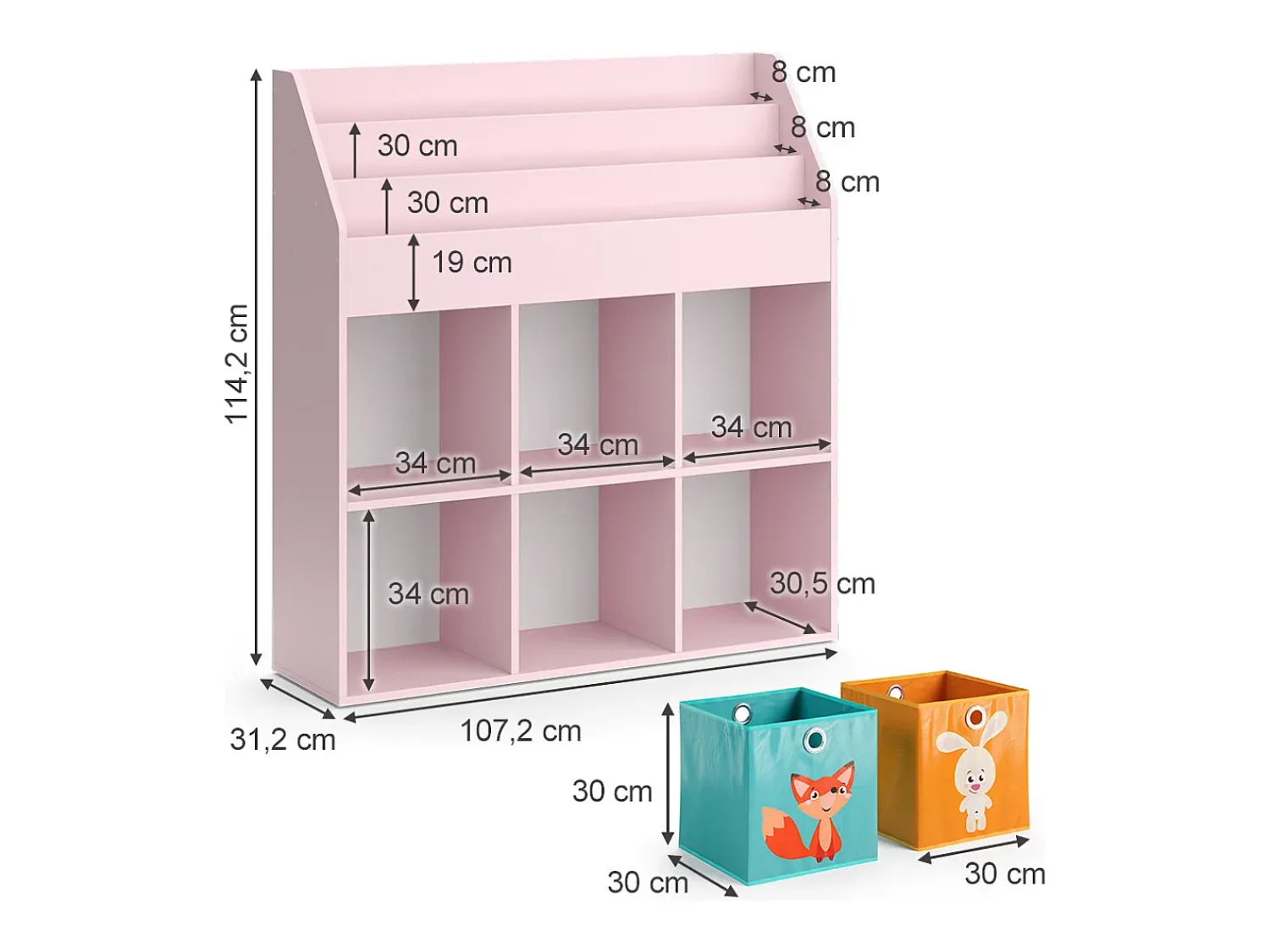 New Vicco Prateleira para crianças 107.2x31.2x114.2 luigi Rosa
