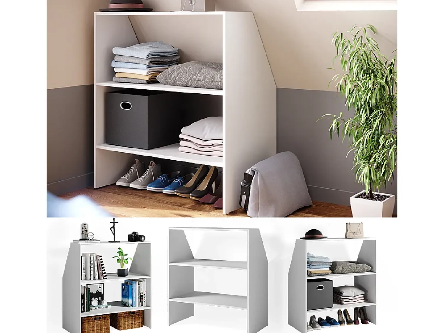 Prateleira*Vicco Prateleira para tectos inclinados 90x50x100 Branco
