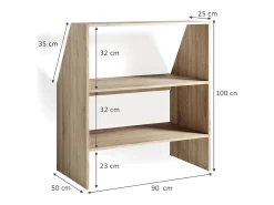 Vicco Prateleira para tectos inclinados sonoma 90x50x100^ Prateleira