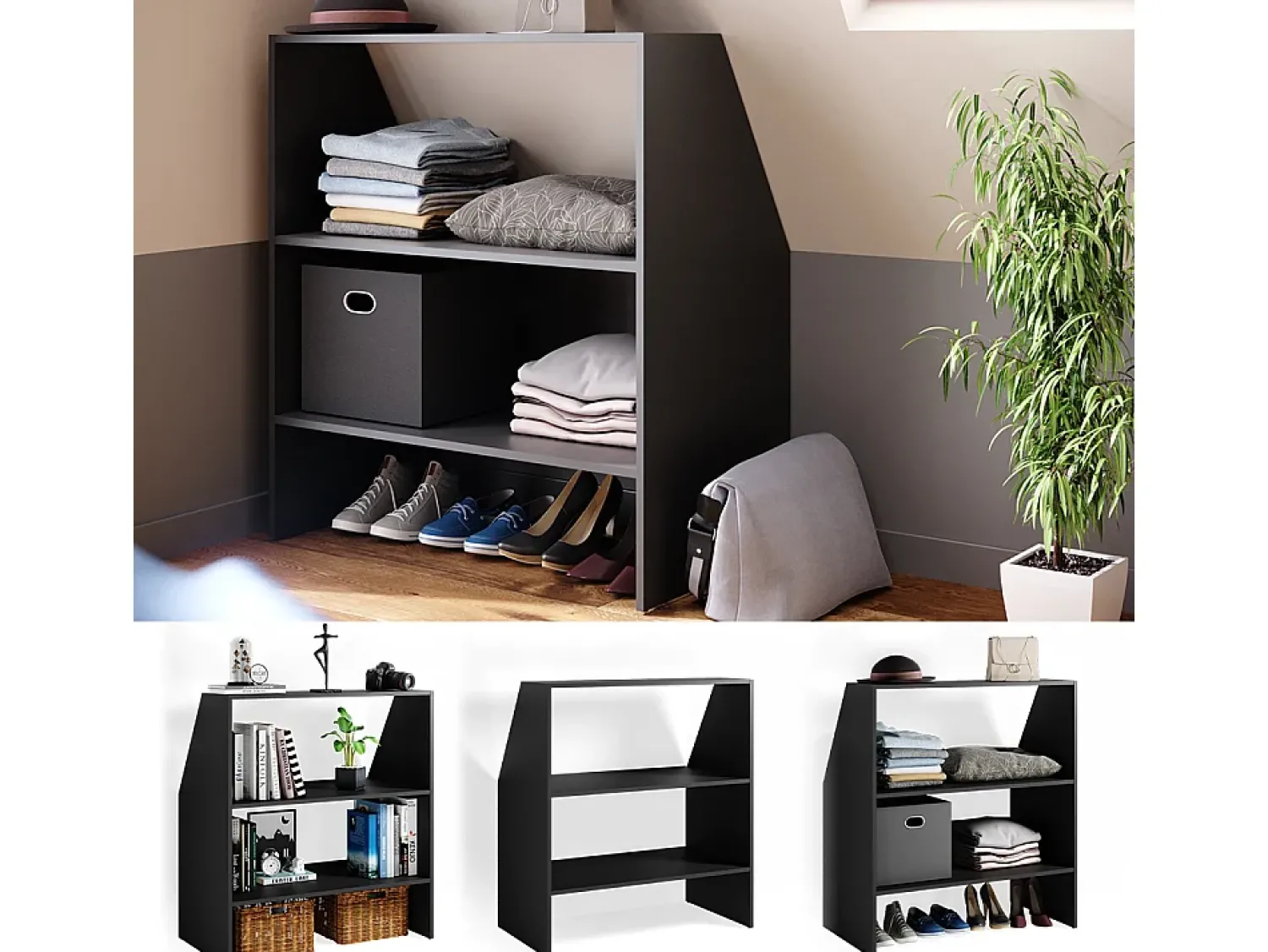 Sale Vicco Prateleira para tectos inclinados antracite 90x50x100 Cinza antracite