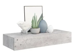 Prateleira| Prateleira parede c/ gaveta MDF 60x23,5x10 cm -cimento PT484090 Cinzento