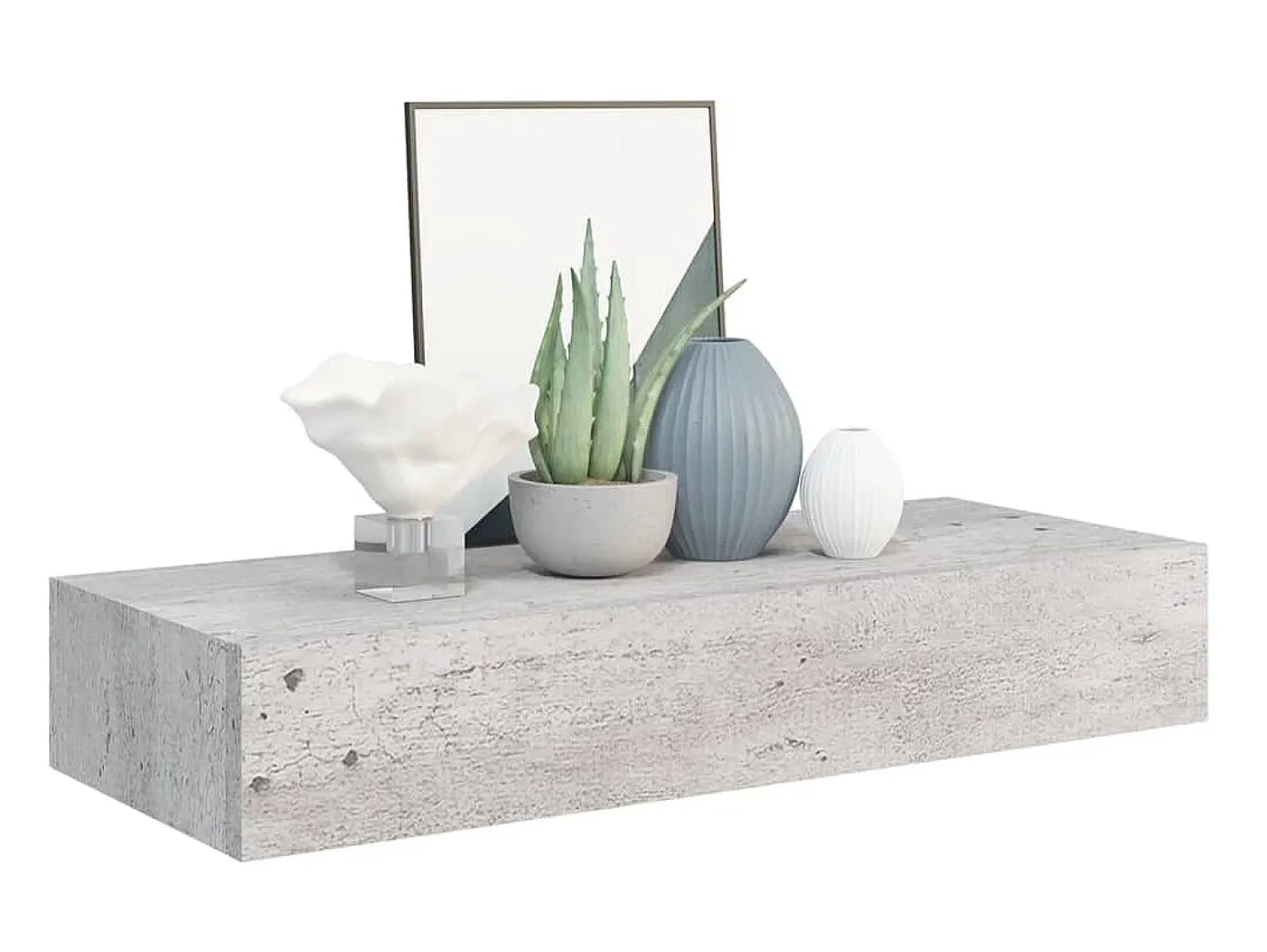 Prateleira| Prateleira parede c/ gaveta MDF 60x23,5x10 cm -cimento PT484090 Cinzento