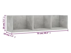 vidaxl Prateleira parede CD 75x18x18cm deriv. madeira cinzento cimento^ Móvel De Arrumação