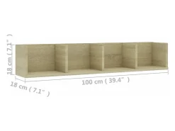 Best vidaxl Prateleira parede CD 100x18x18cm deriv. madeira carvalho sonoma Bege