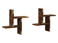 Outlet vidaxl Prateleira parede 2pcs derivados de madeira carvalho fumado Castanho