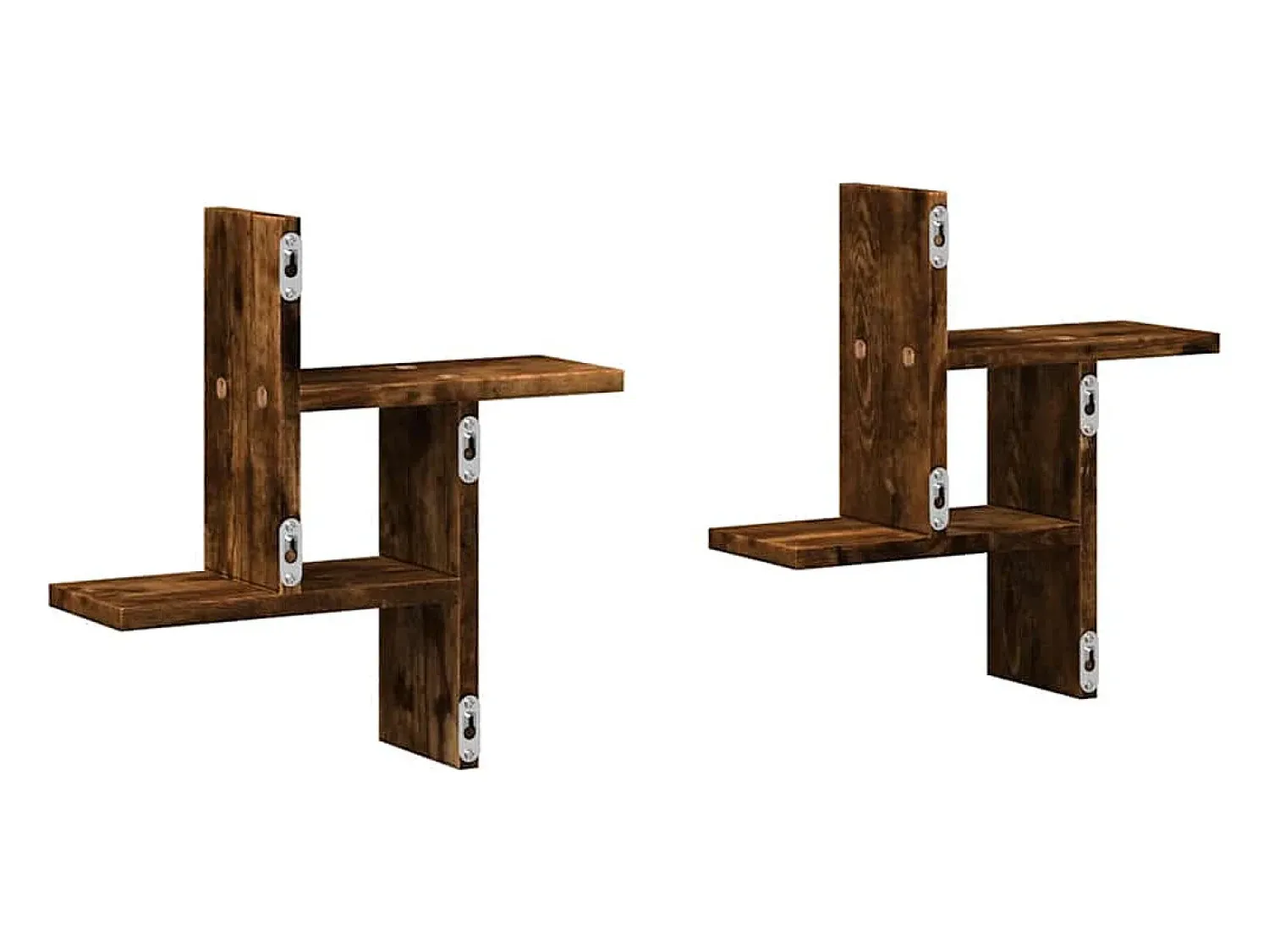 Outlet vidaxl Prateleira parede 2pcs derivados de madeira carvalho fumado Castanho