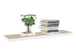 Prateleira* Prateleira parede suspensa 120x23,5x3,8cm MDF carvalho e branco PT681763 Castanho