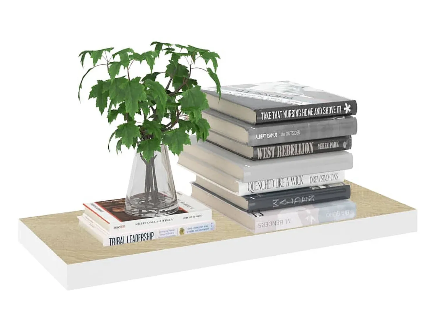 Outlet Prateleira parede suspensa 60x23,5x3,8 cm MDF carvalho e branco PT652298 Castanho