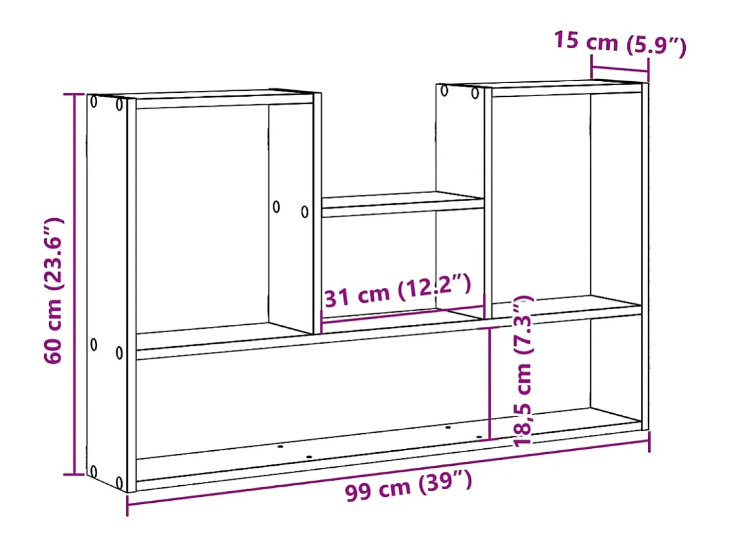 vidaxl Prateleira parede 96x12x64 cm derivados madeira carvalho sonoma^ Prateleira