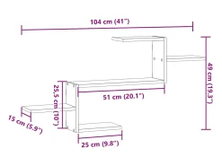 Outlet vidaxl Prateleira parede 104x15x49cm derivados madeira carvalho fumado Castanho