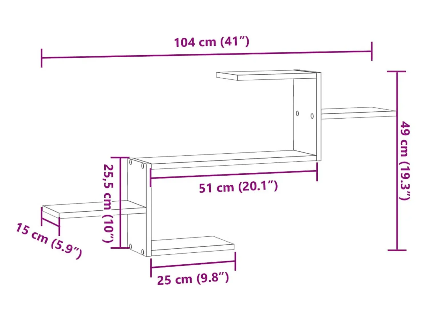 Outlet vidaxl Prateleira parede 104x15x49cm derivados madeira carvalho fumado Castanho