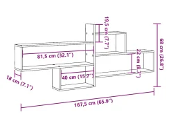 vidaxl Prateleira parede 167,5x18x68cm deriv. madeira cimento^ Prateleira